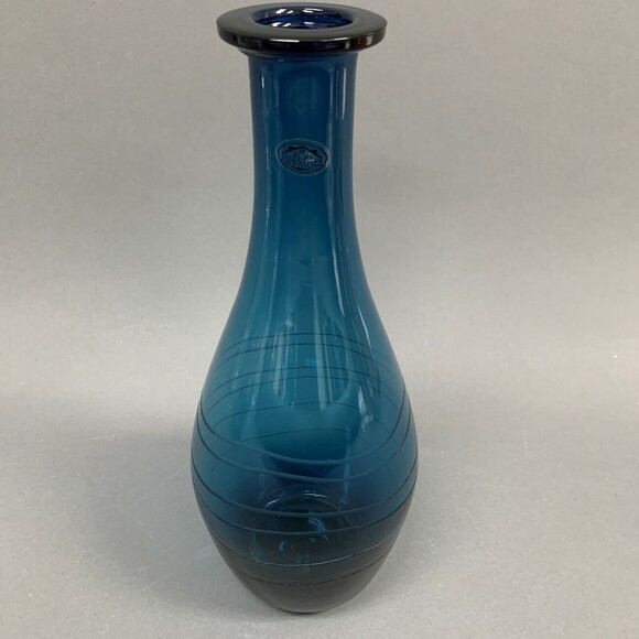 Home Essentials and Beyond Blue Glass Bottle Vase 11.5” Tall - Picture 2 of 8